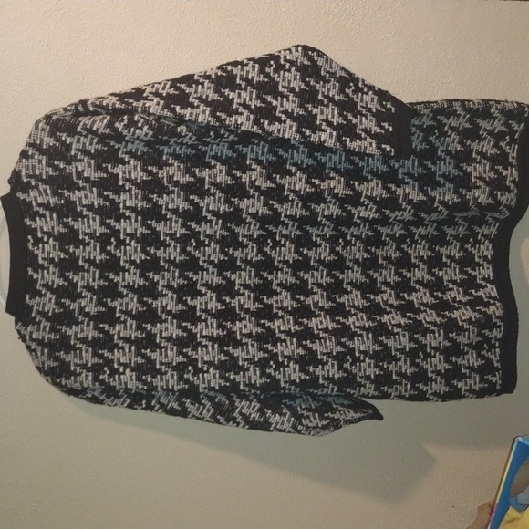 Vintage Tricots St. Raphael Patterned 100% Pure New Wool Houndstooth Cardigan M - Picture 5 of 5